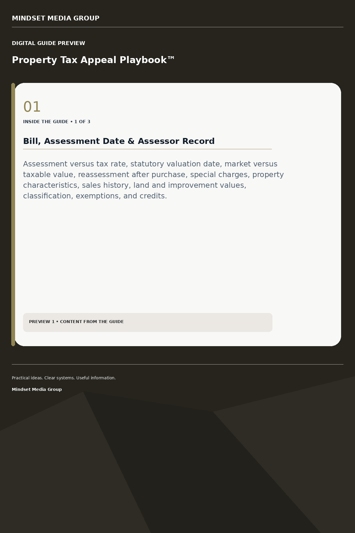 Property Tax Appeal Playbook™ — Preview 01 of 3 — content from the guide
