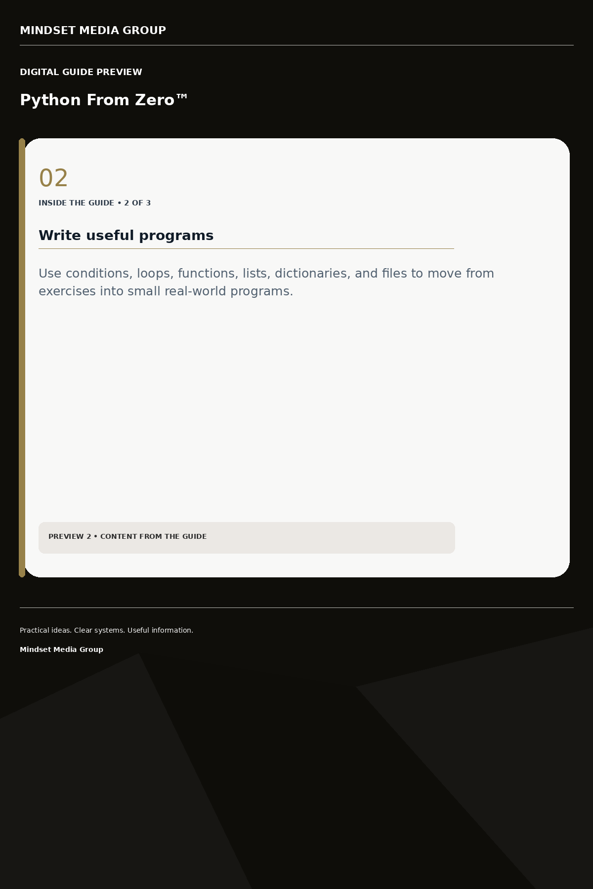 Python From Zero™ — Preview 02 of 3 — content from the guide