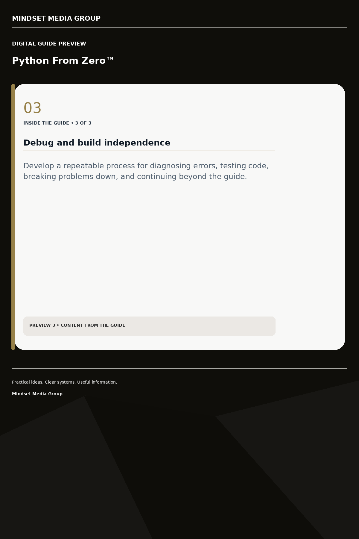 Python From Zero™ — Preview 03 of 3 — content from the guide