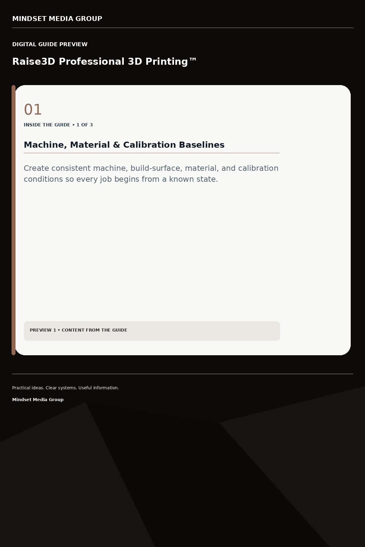 Raise3D Professional 3D Printing™ — Preview 01 of 3 — content from the guide