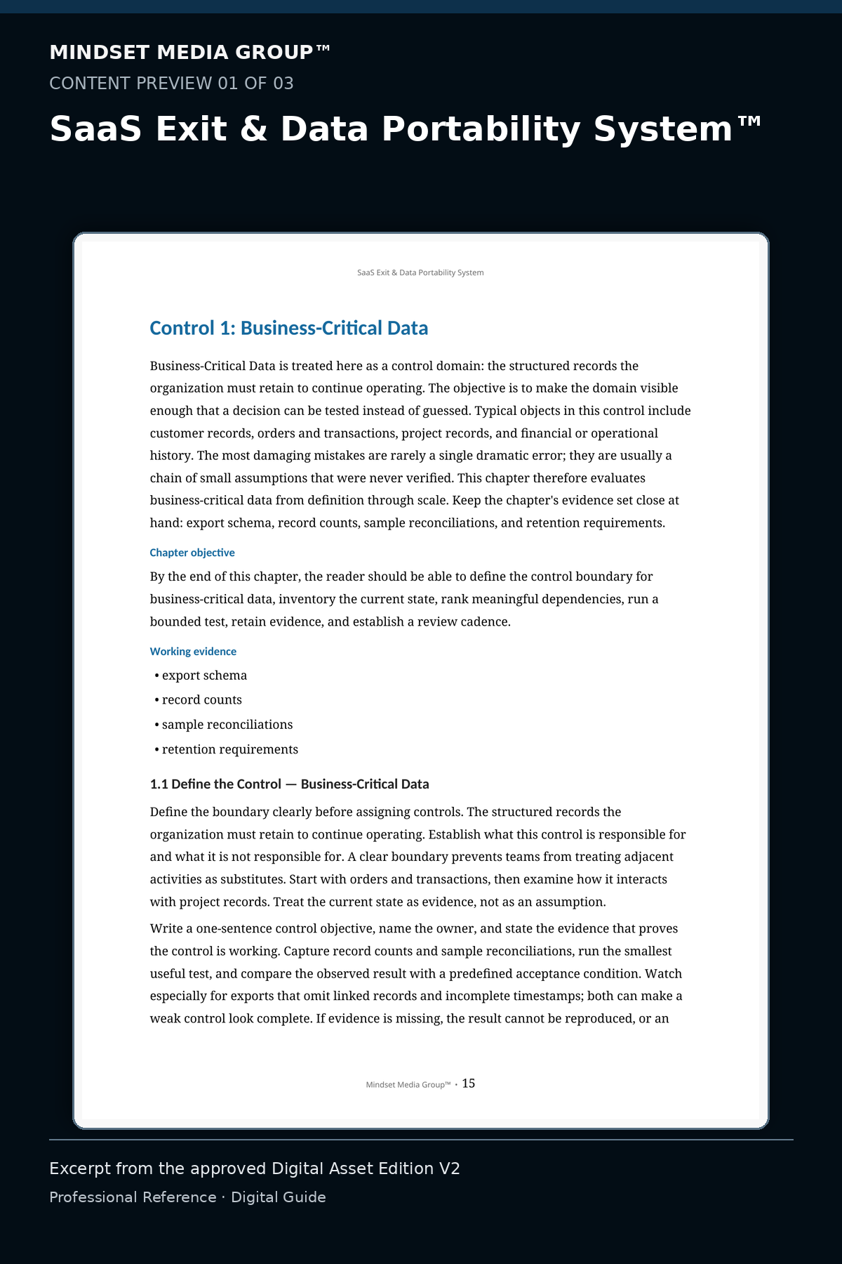 SaaS Exit & Data Portability System™ — Preview 01 of 3 — content from the guide