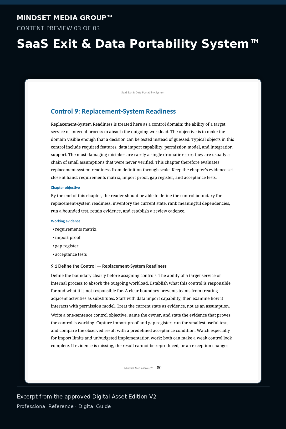 SaaS Exit & Data Portability System™ — Preview 03 of 3 — content from the guide