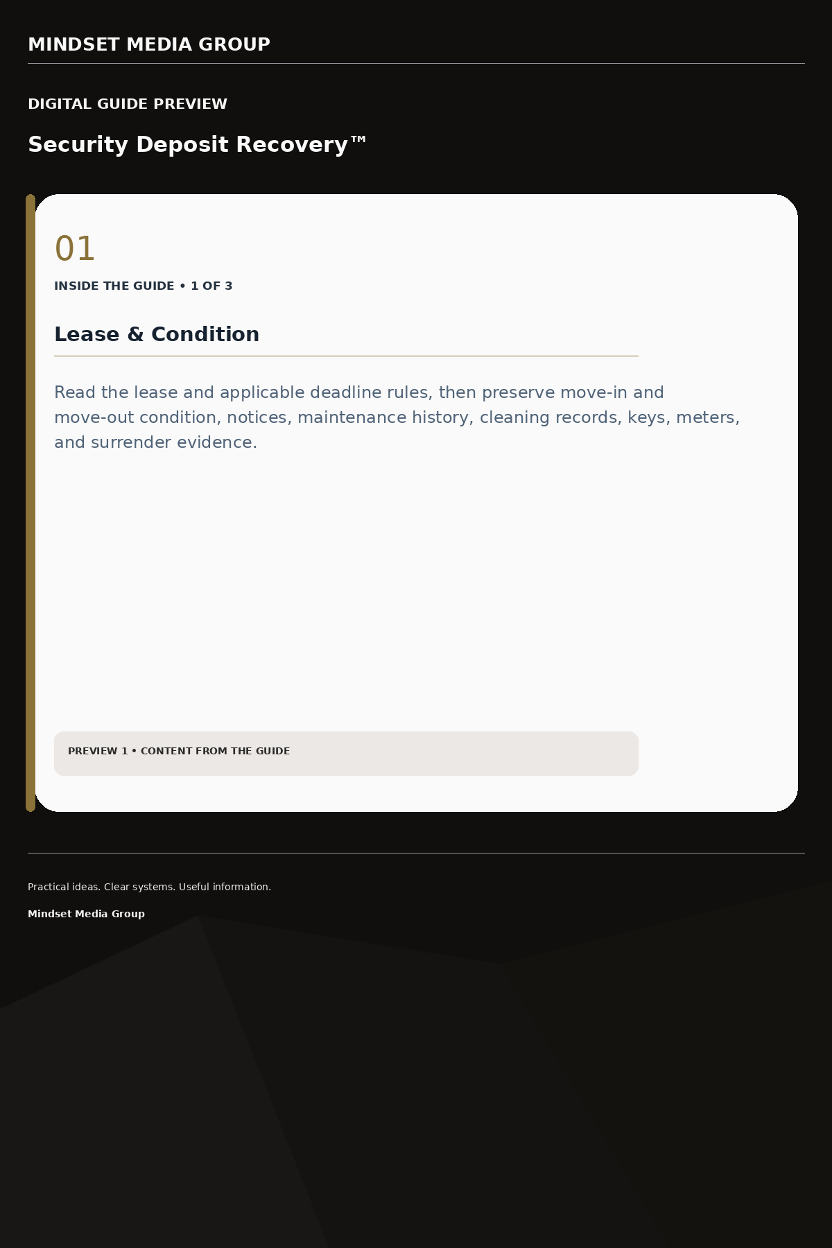 Security Deposit Recovery™ — Preview 01 of 3 — content from the guide