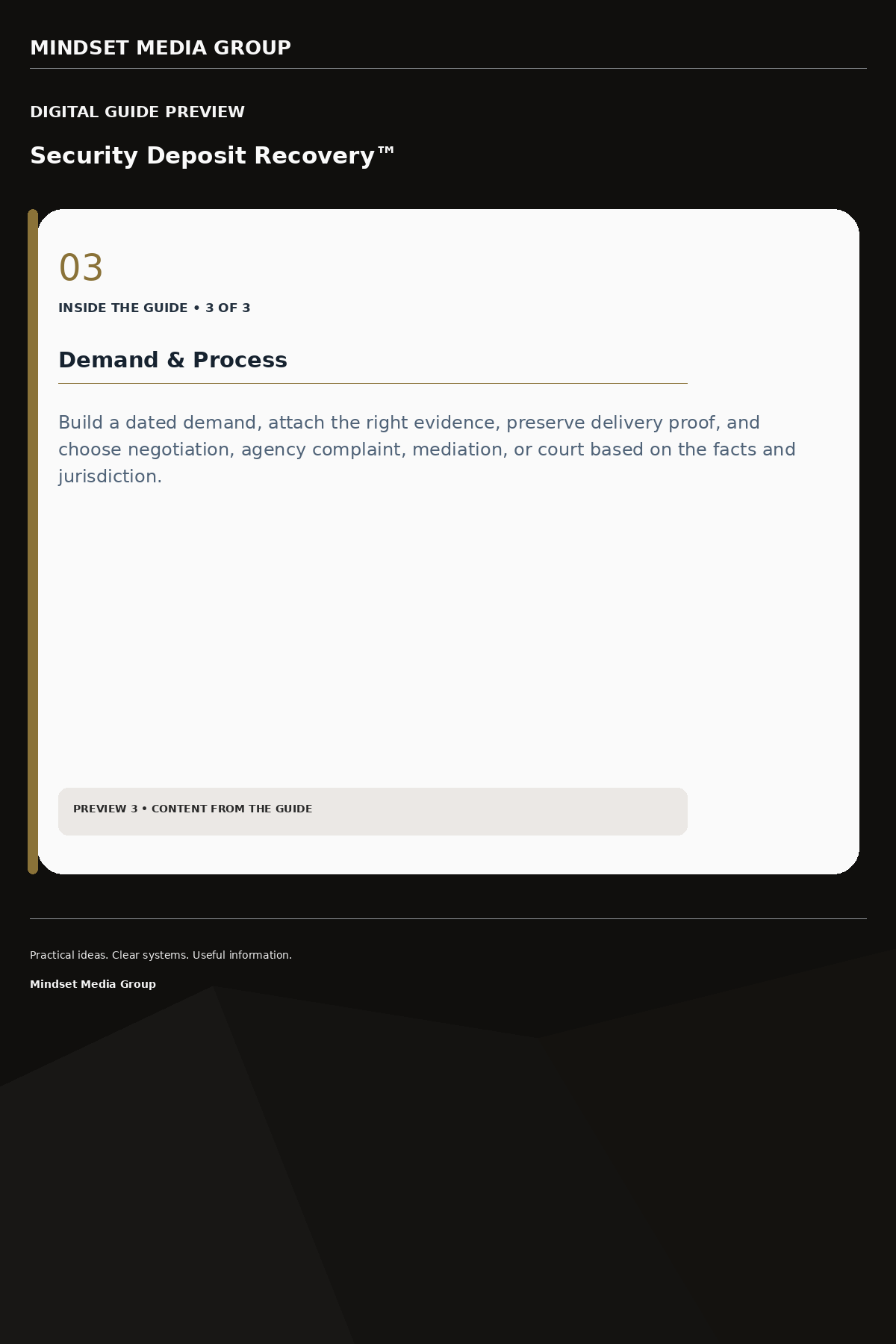 Security Deposit Recovery™ — Preview 03 of 3 — content from the guide