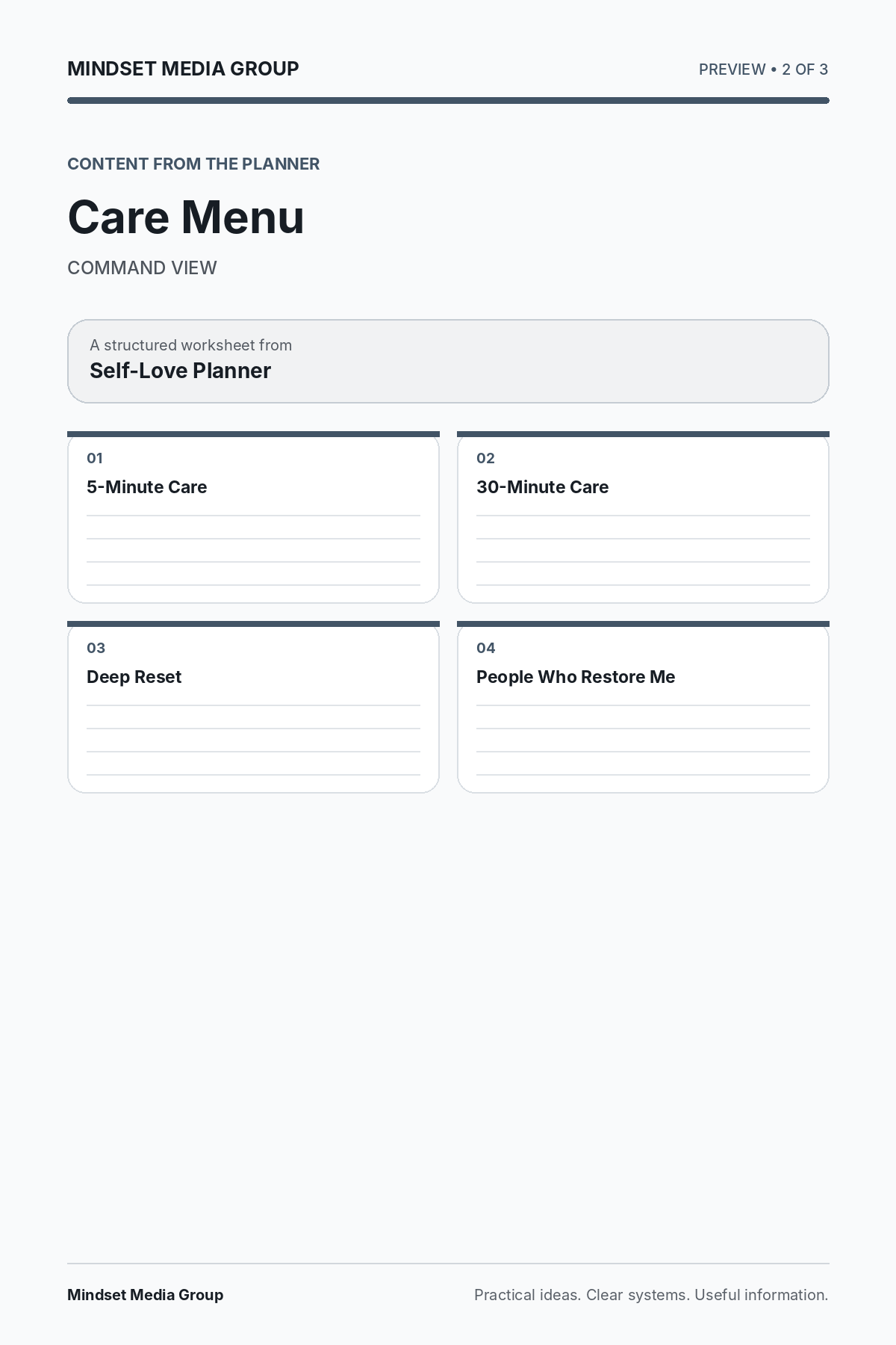Self-Love Planner — Preview 02 of 3 — content from the guide