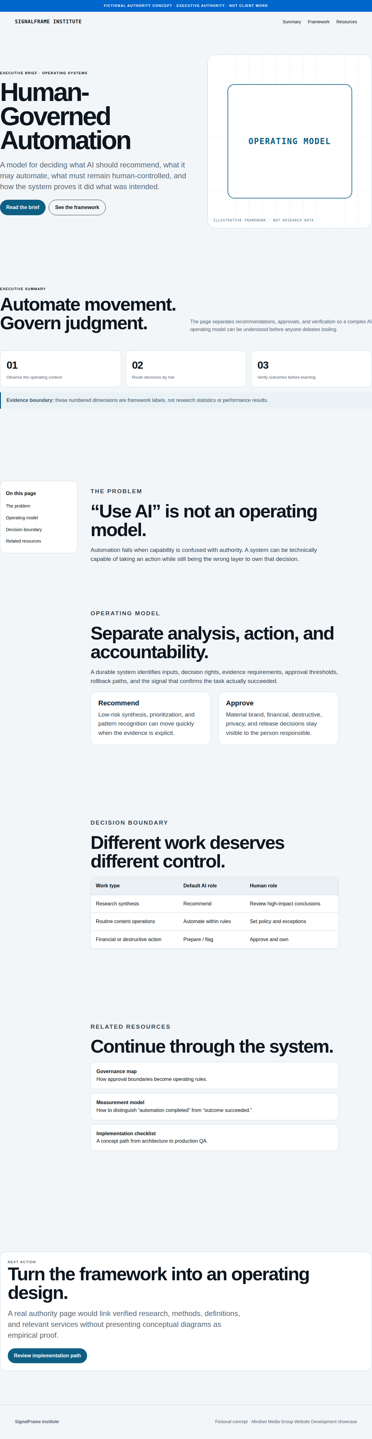 Executive Authority full-page Website Development design render