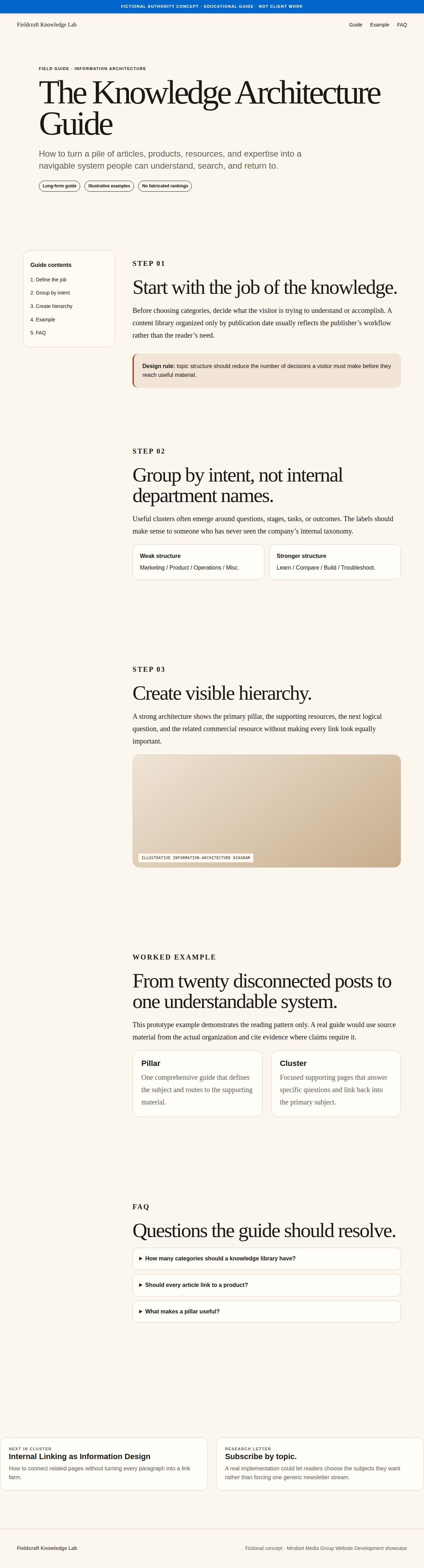 Educational Guide full-page Website Development design render