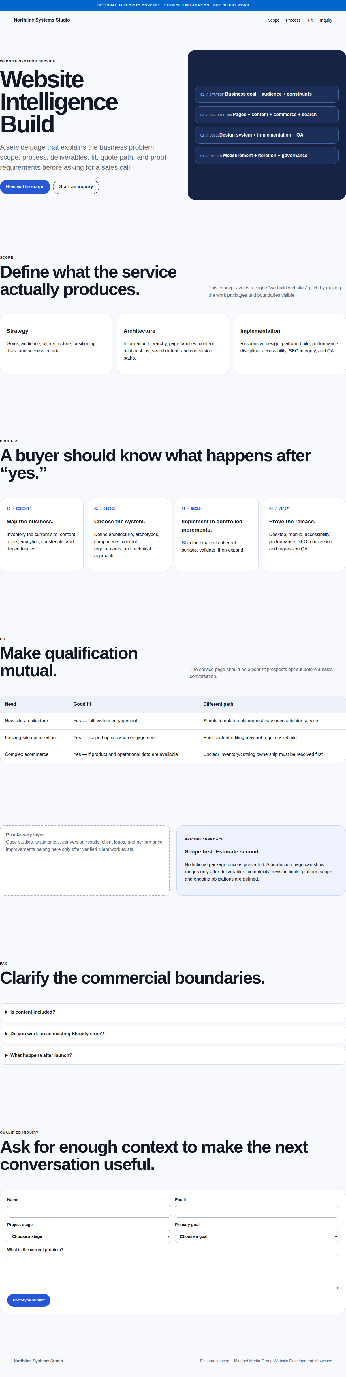 Service Explanation full-page Website Development design render