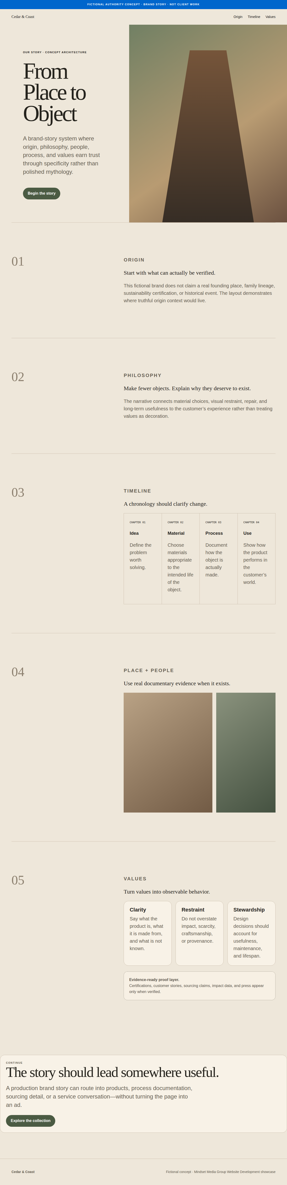 Brand Story full-page Website Development design render
