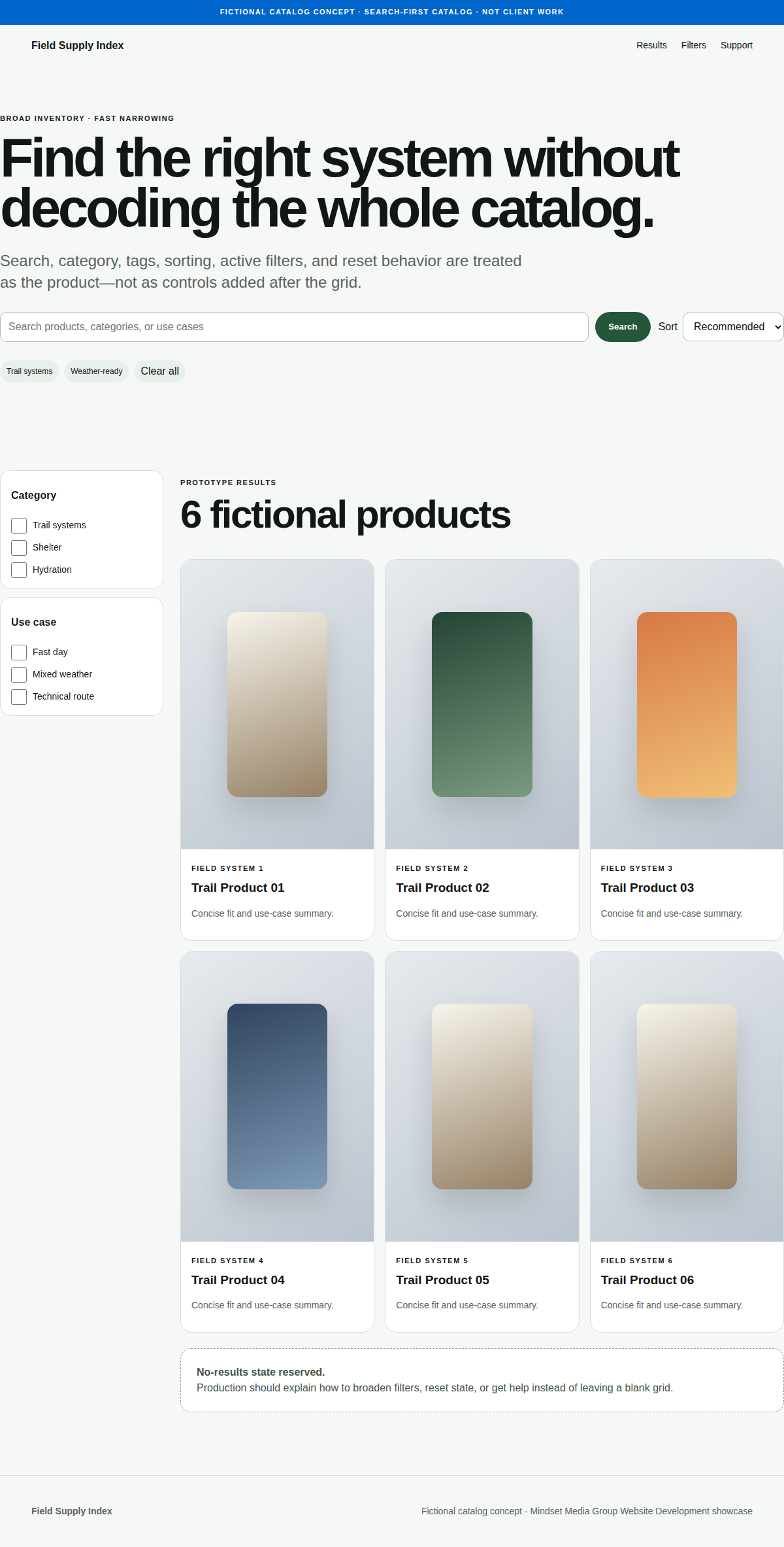 Search-First Catalog full-page Website Development design render