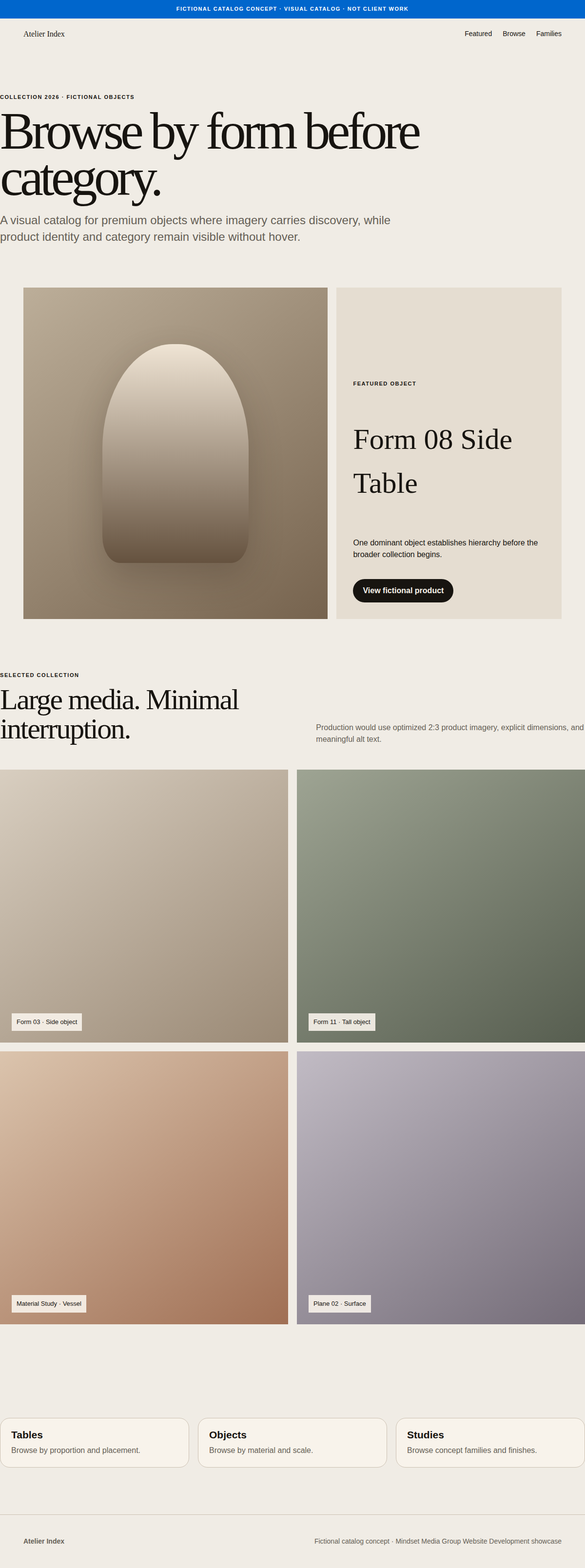 Visual Catalog full-page Website Development design render
