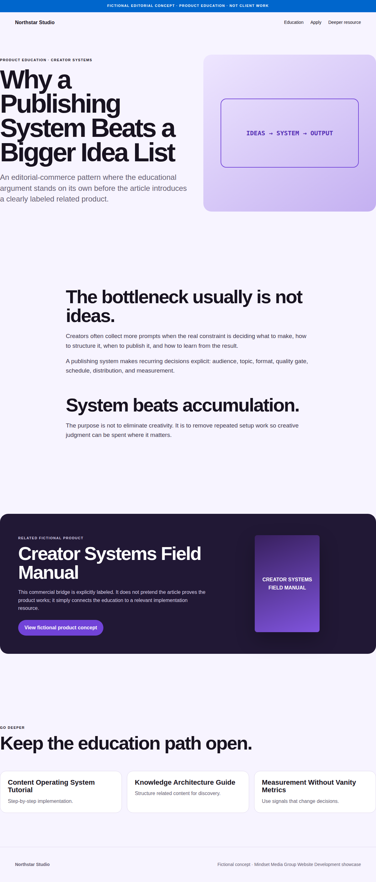 Product Education full-page Website Development design render