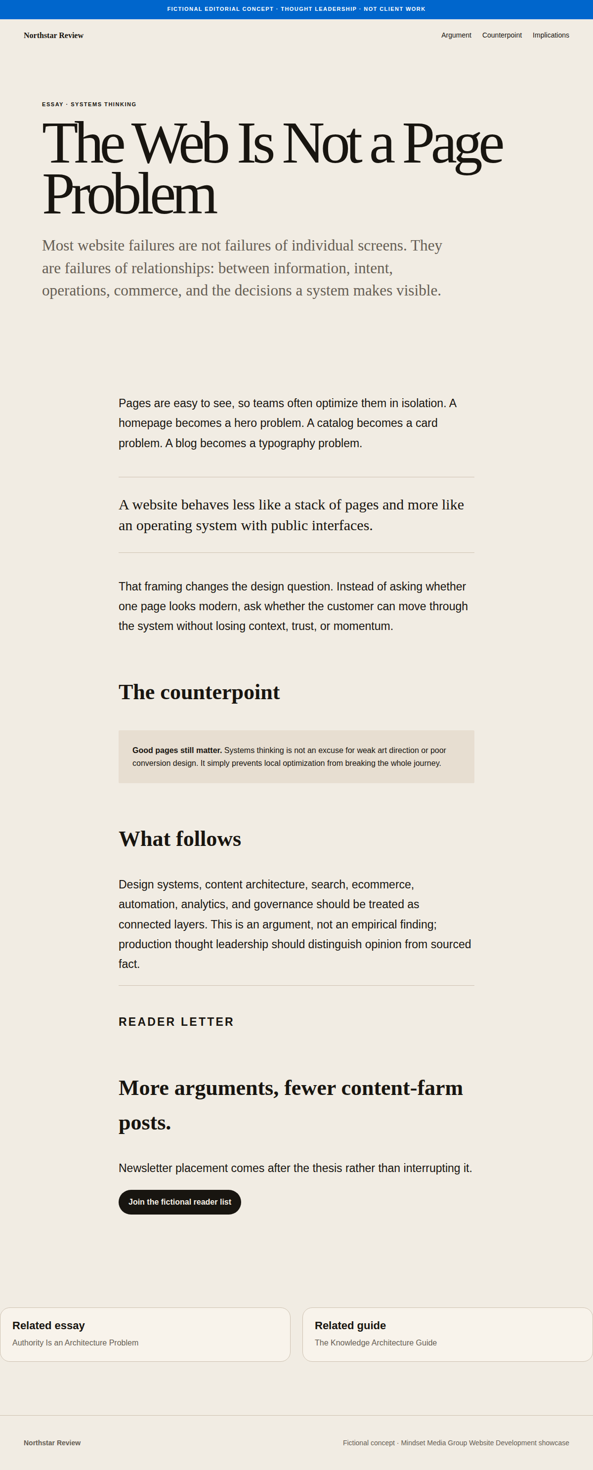 Thought Leadership full-page Website Development design render