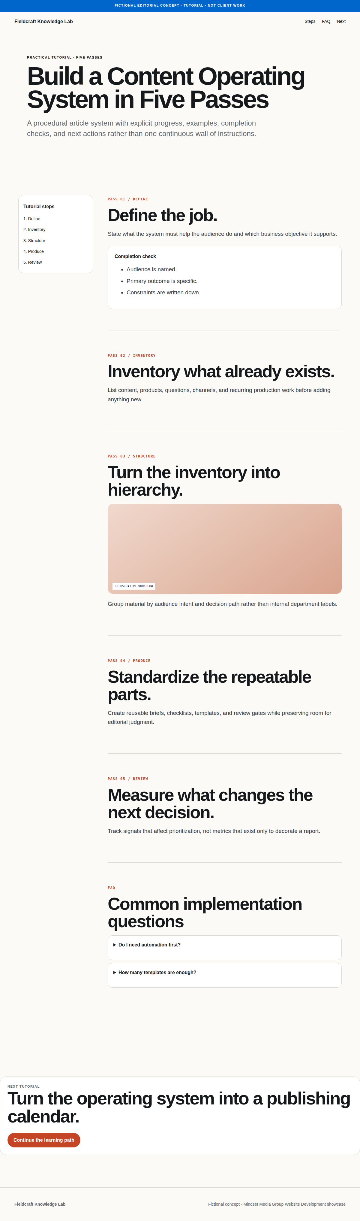 Tutorial full-page Website Development design render