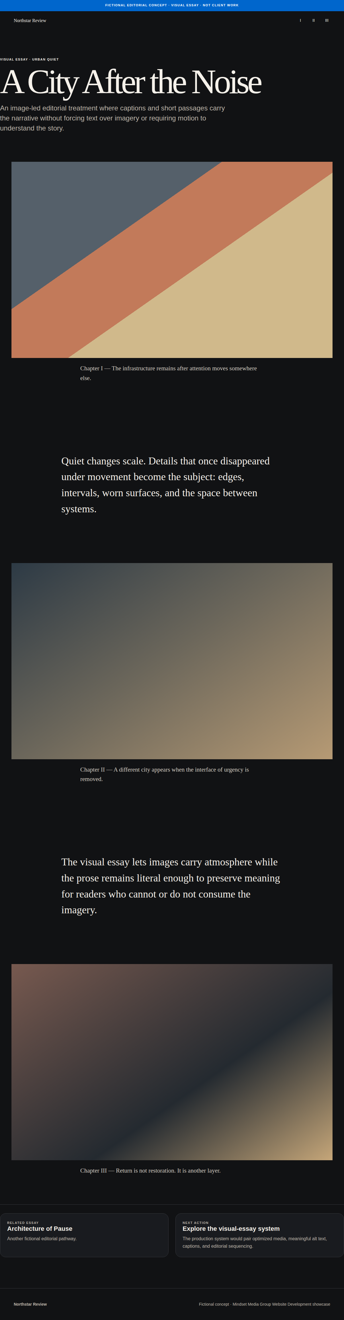 Visual Essay full-page Website Development design render