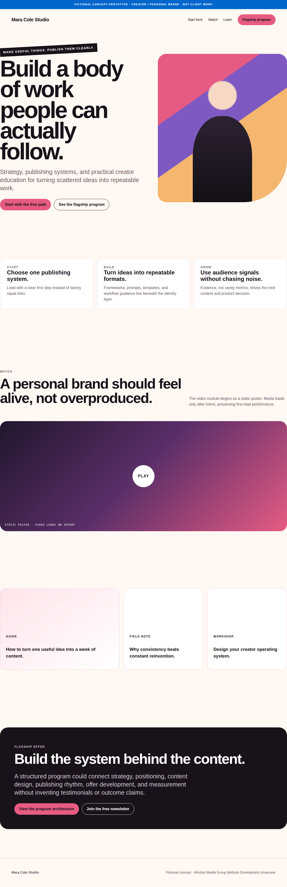 Creator / Personal Brand full-page Website Development design render