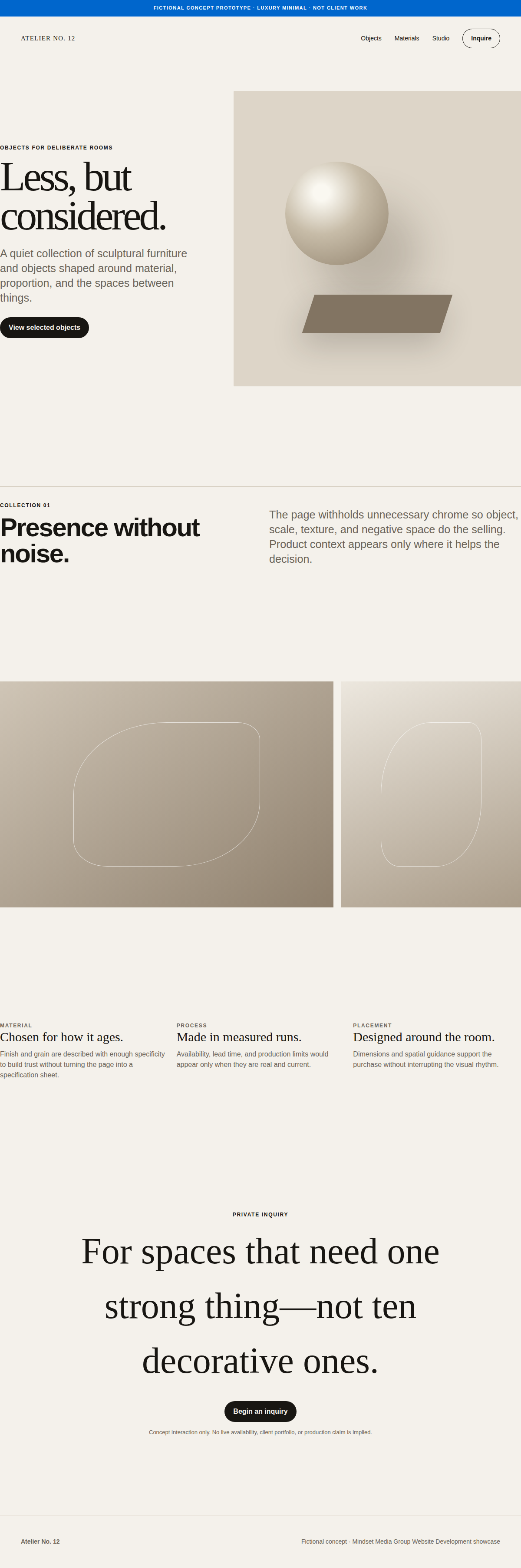 Luxury Minimal full-page Website Development design render