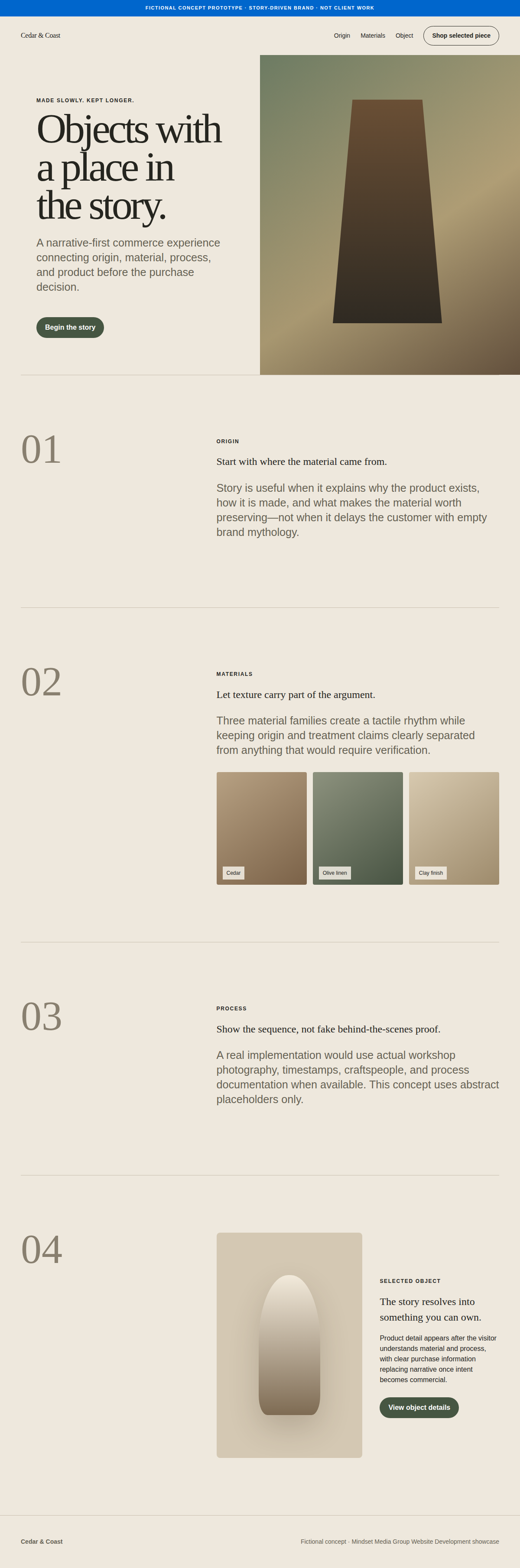 Story-Driven Brand full-page Website Development design render