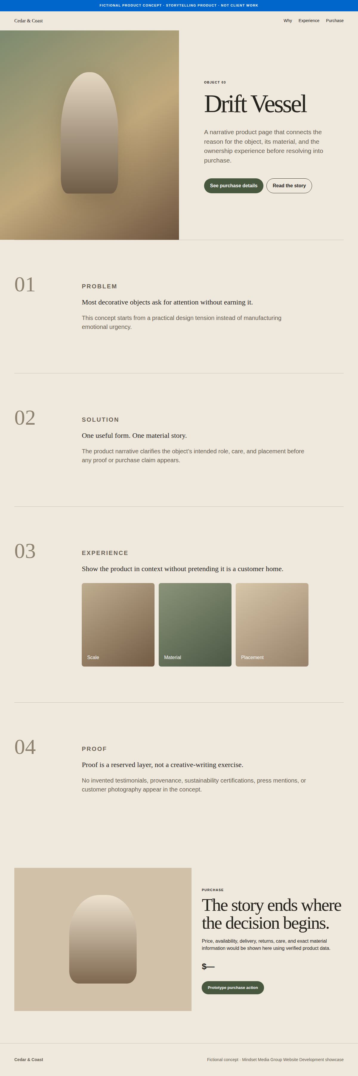 Storytelling Product full-page Website Development design render