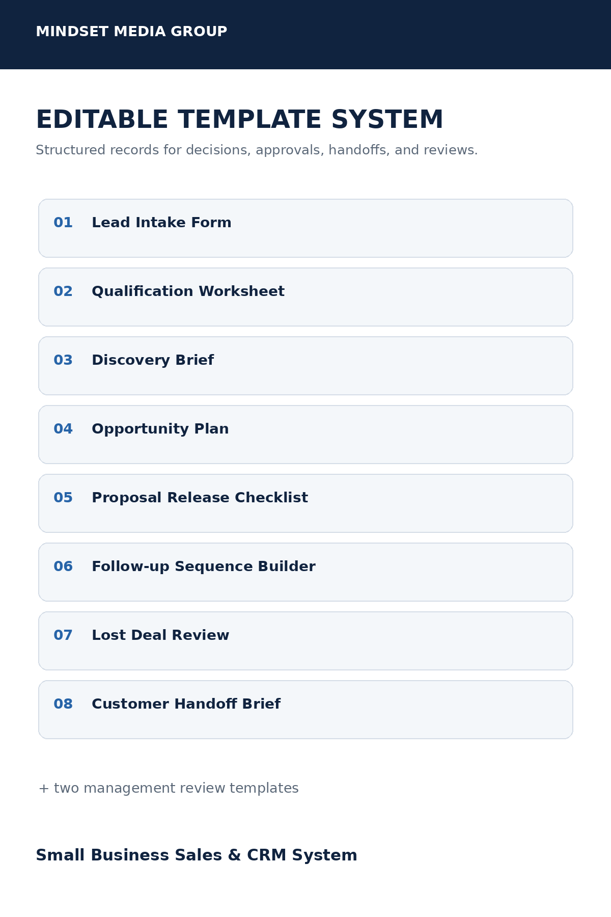 Small Business Sales & CRM System — Preview 02 of 3 — content from the guide