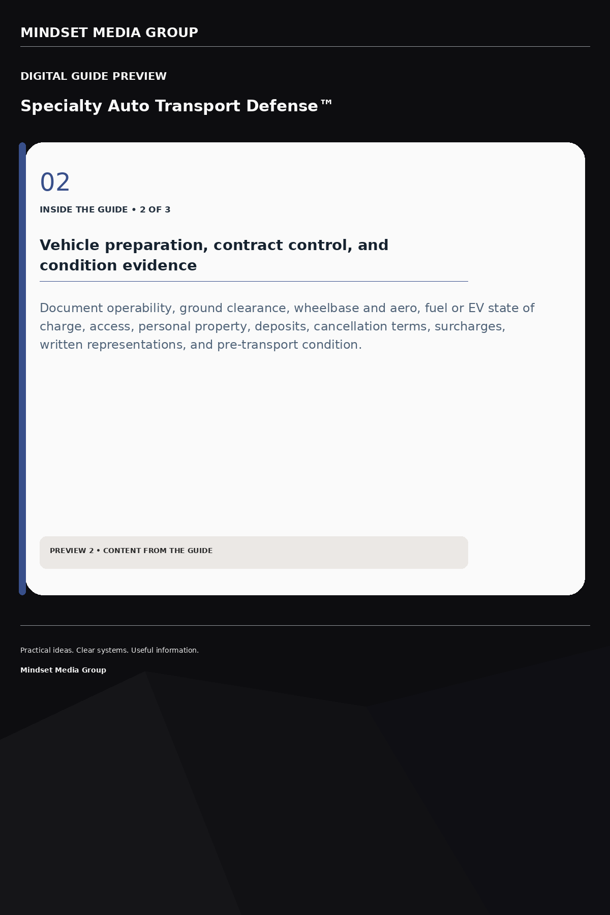 Specialty Auto Transport Defense™ — Preview 02 of 3 — content from the guide
