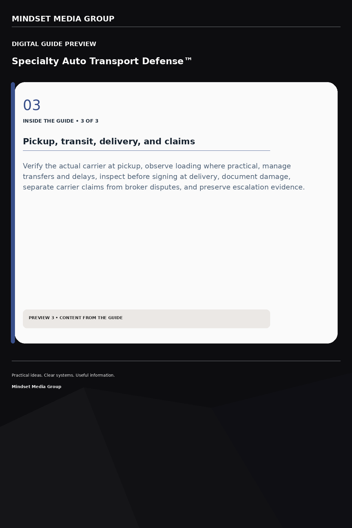 Specialty Auto Transport Defense™ — Preview 03 of 3 — content from the guide