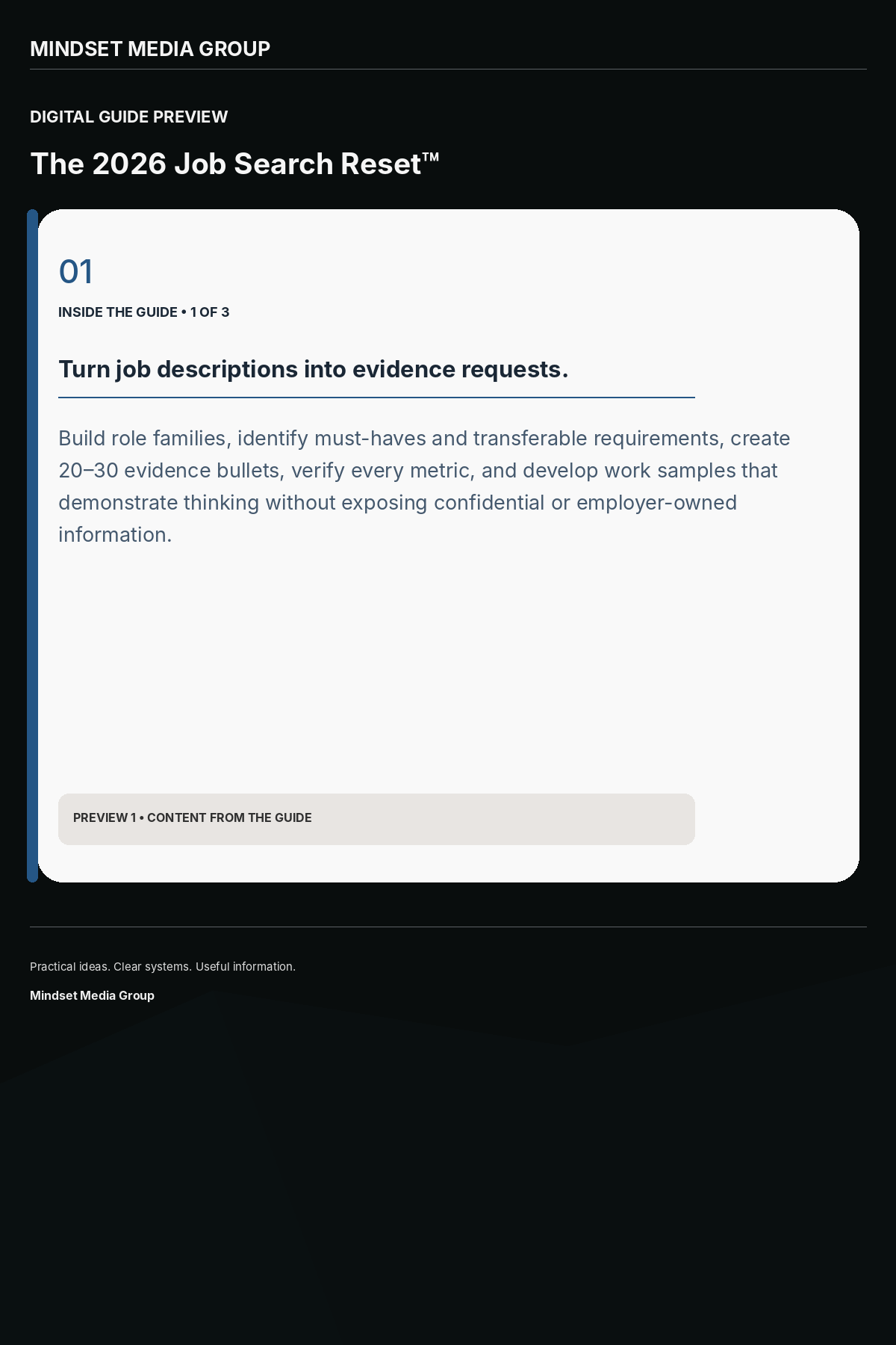 The 2026 Job Search Reset™ — Preview 01 of 3 — content from the guide
