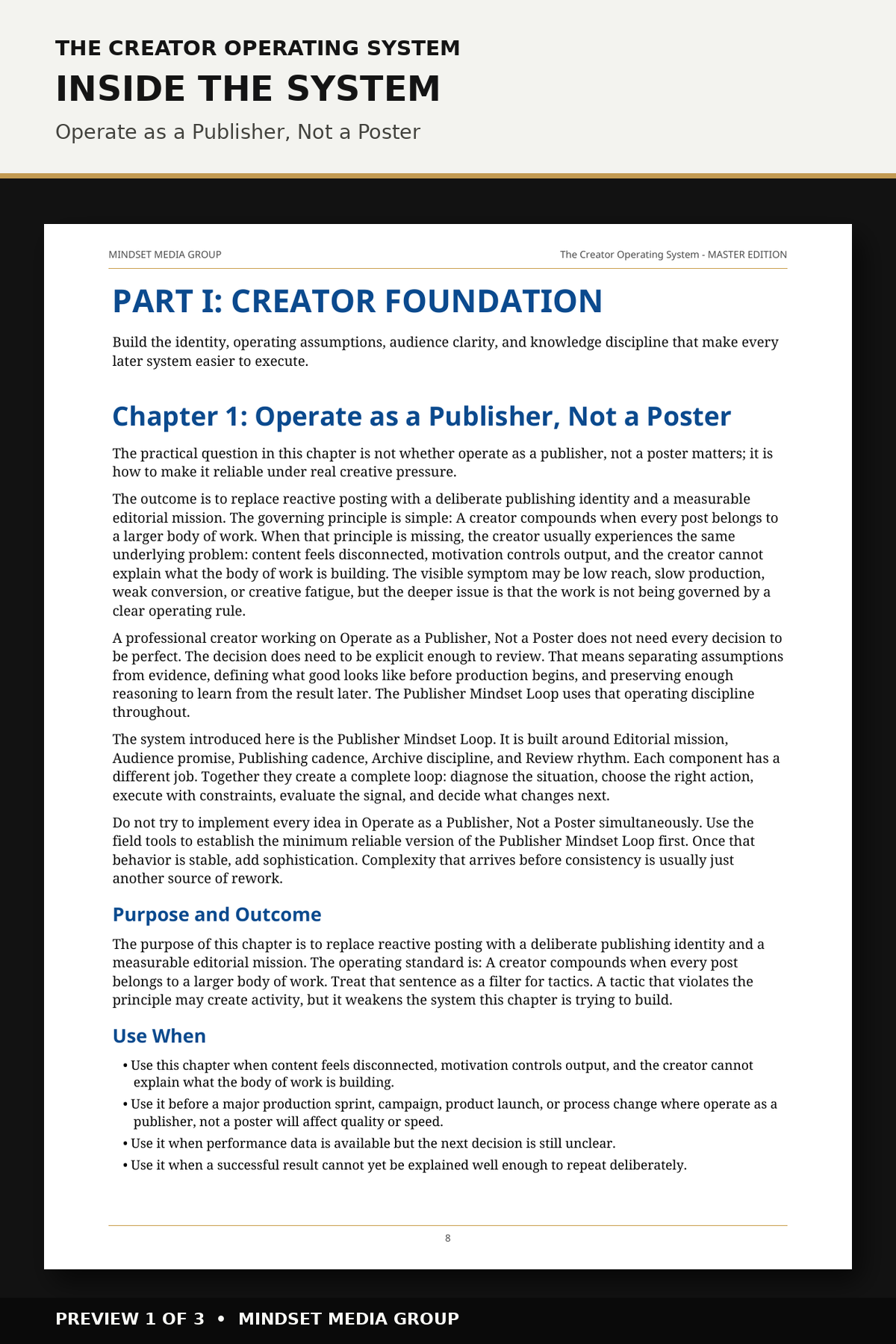 The Creator Operating System™ — Master Edition — Preview 01 of 3 — content from the guide