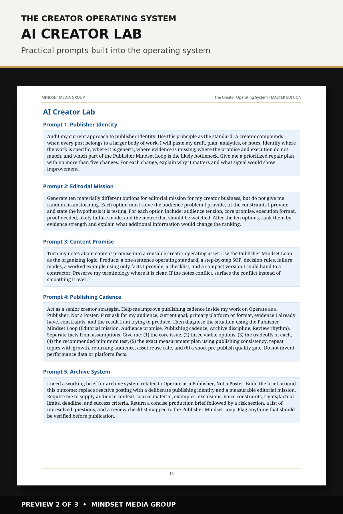 The Creator Operating System™ — Master Edition — Preview 02 of 3 — content from the guide