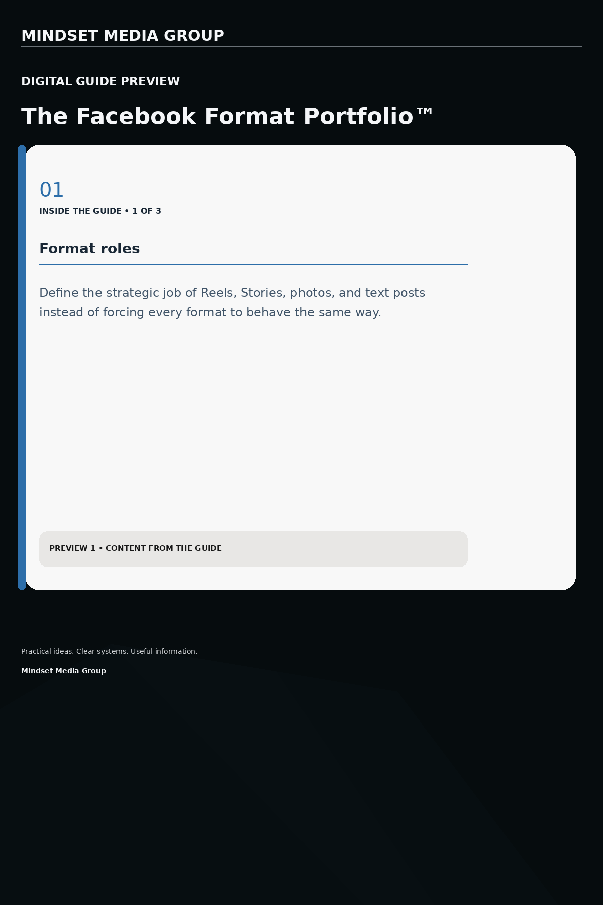 The Facebook Format Portfolio™ — Preview 01 of 3 — content from the guide