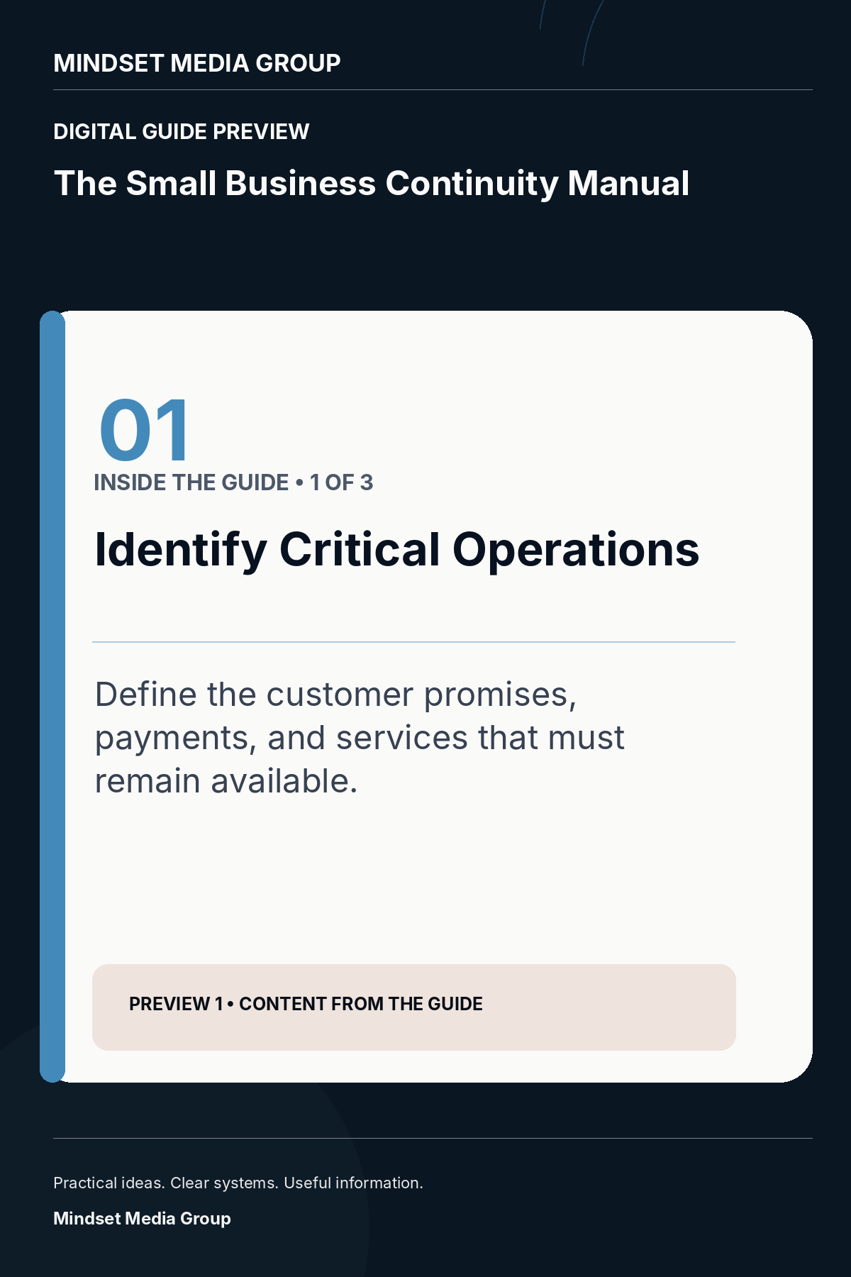 The Small Business Continuity Manual — Preview 01 of 3 — content from the guide