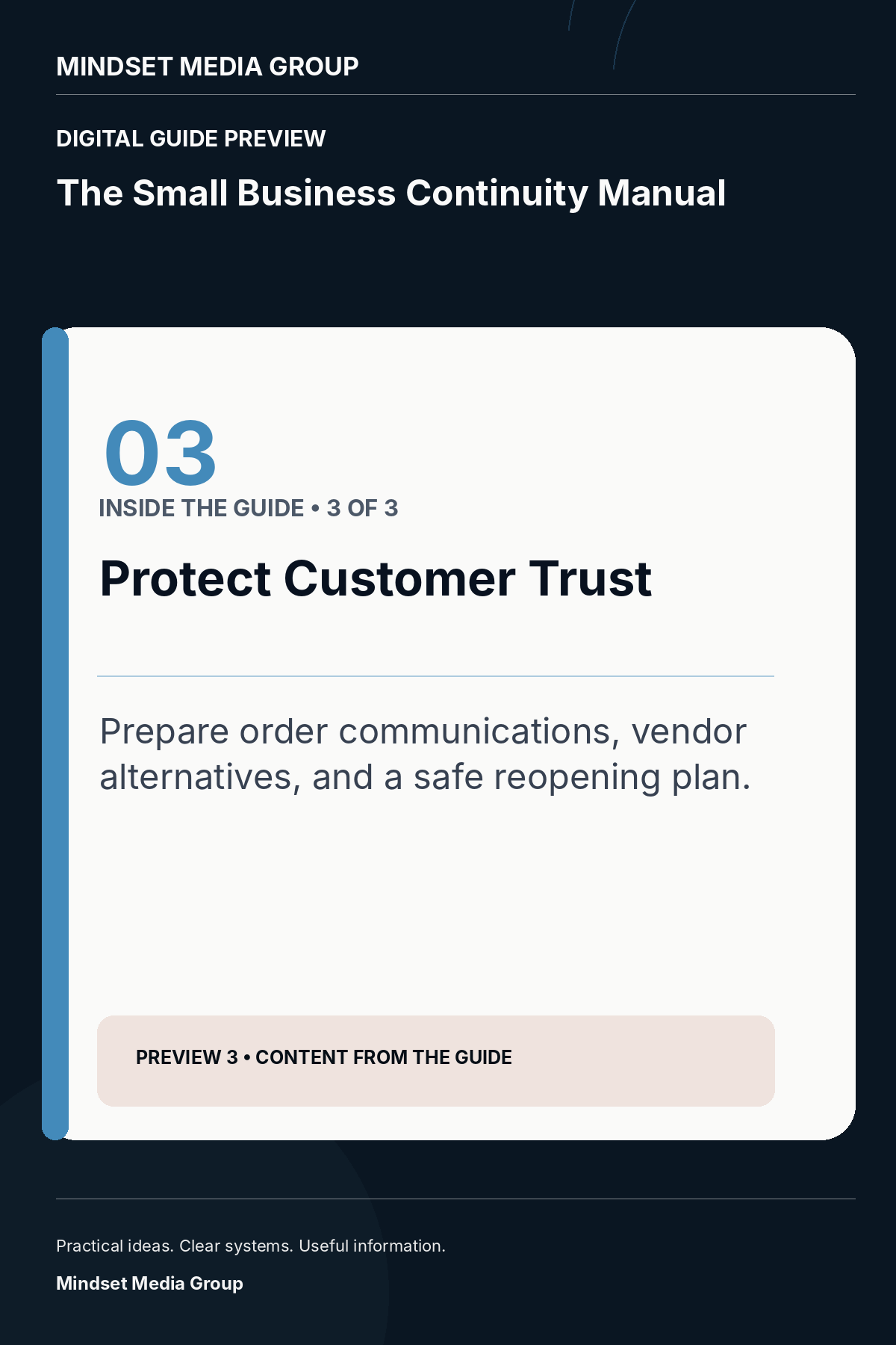 The Small Business Continuity Manual — Preview 03 of 3 — content from the guide