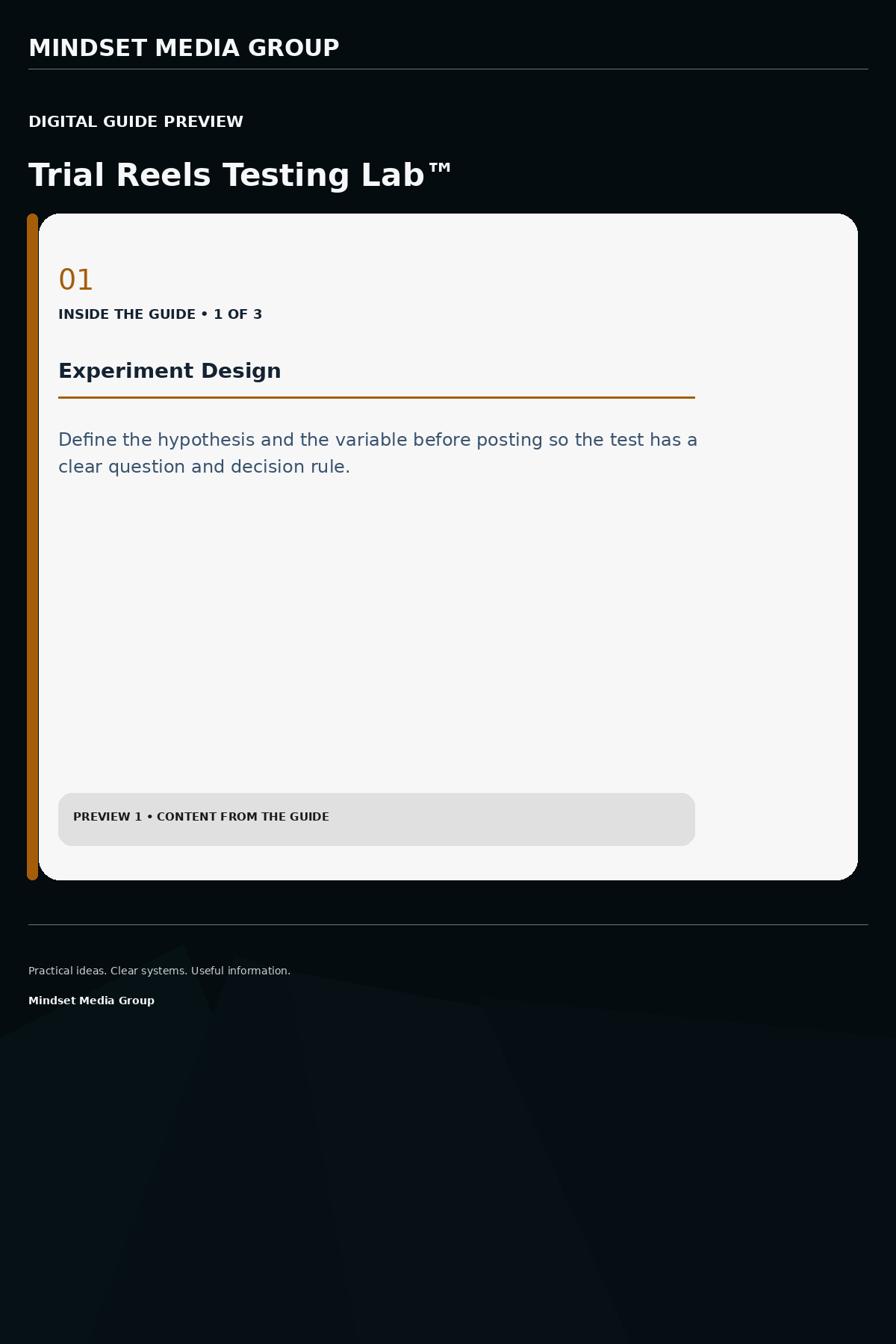 Trial Reels Testing Lab™ — Preview 01 of 3 — content from the guide