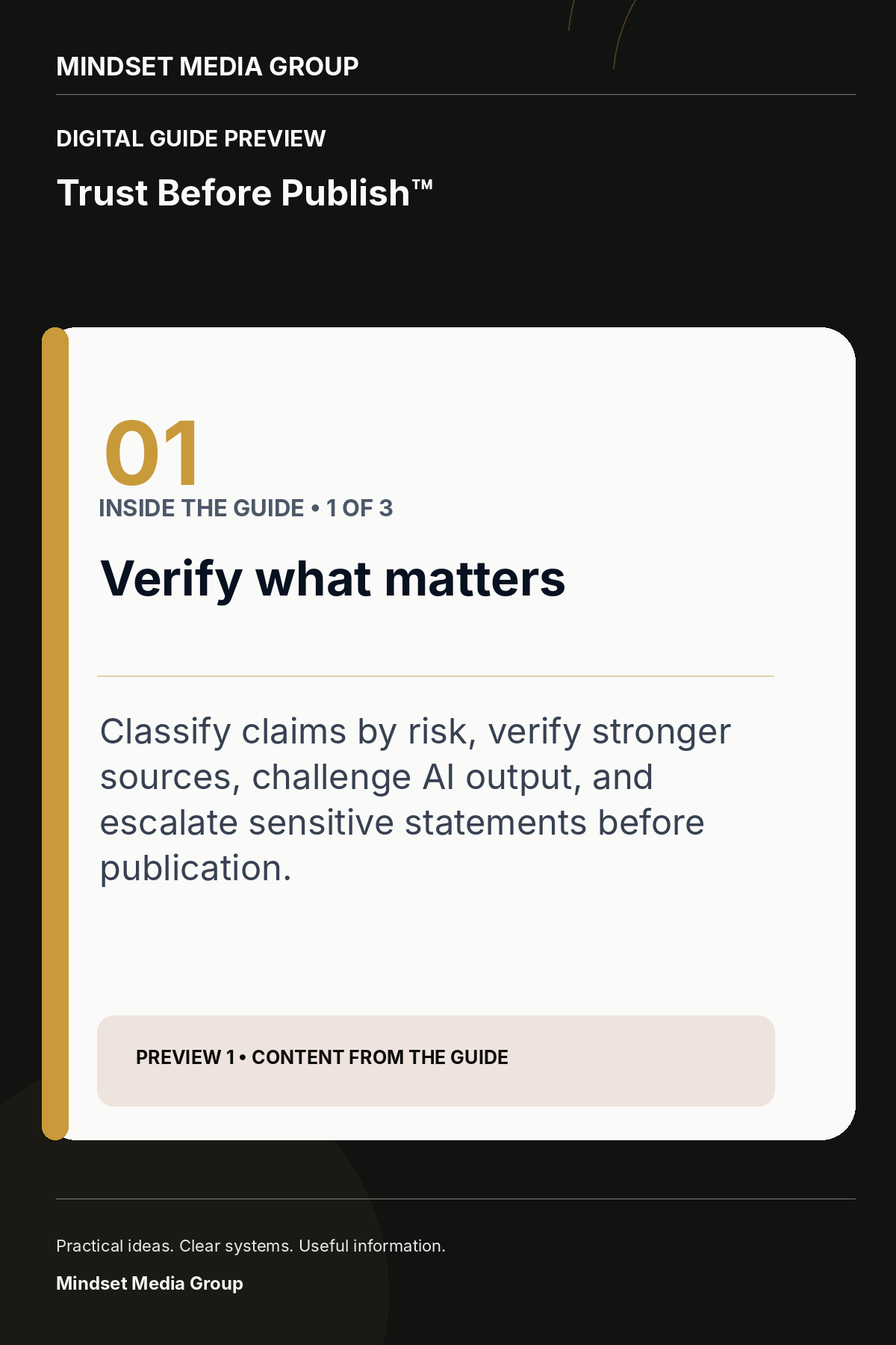 Trust Before Publish™ — Preview 01 of 3 — content from the guide