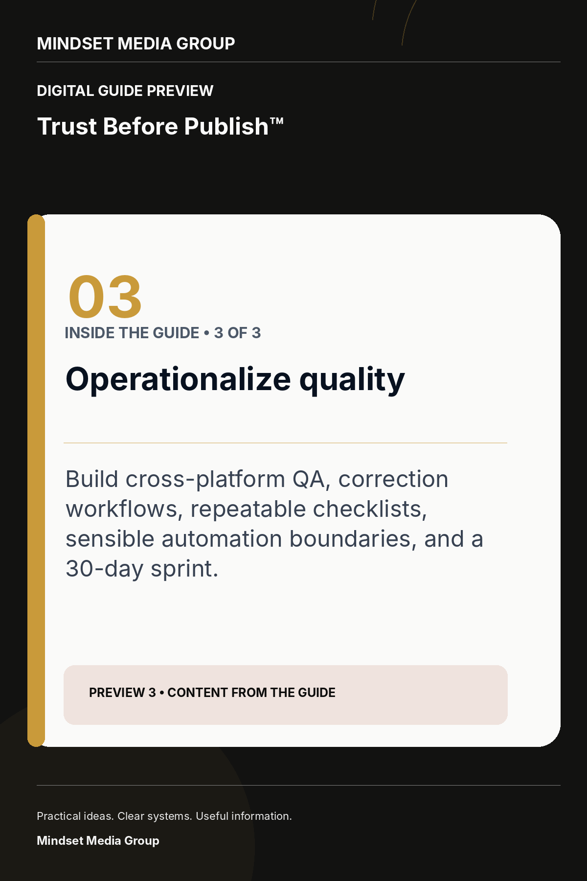 Trust Before Publish™ — Preview 03 of 3 — content from the guide