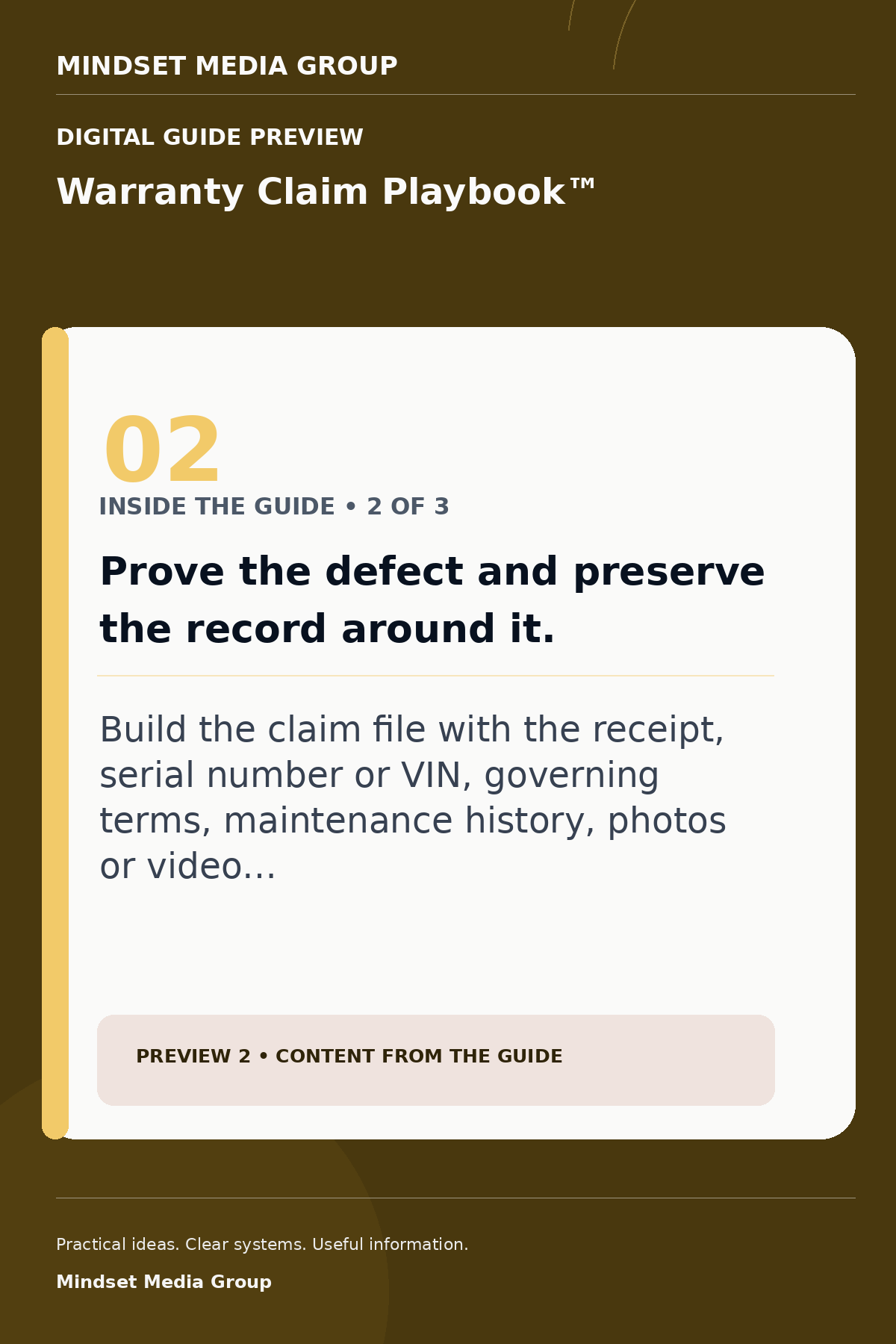 Warranty Claim Playbook™ — Preview 02 of 3 — content from the guide