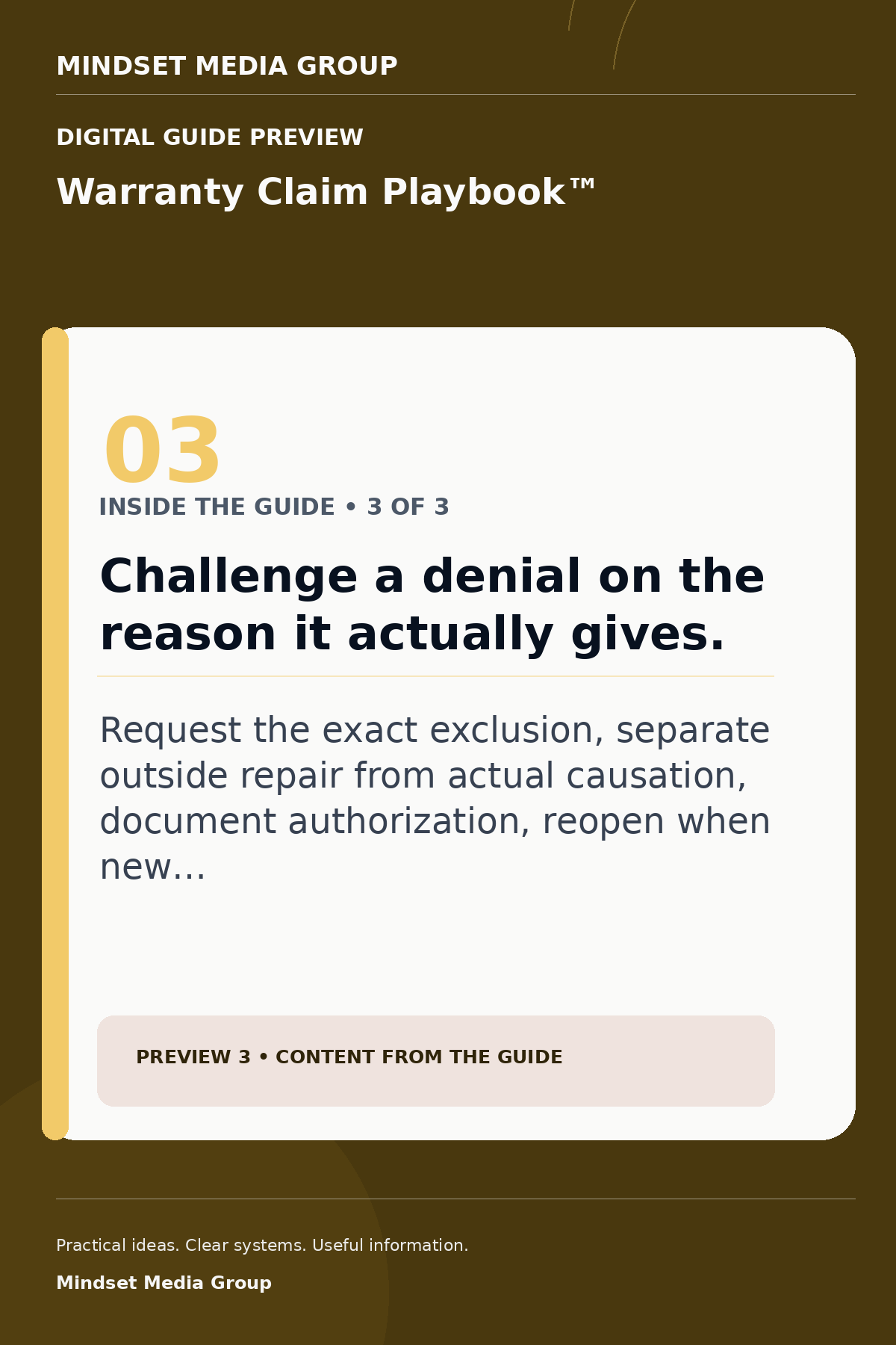 Warranty Claim Playbook™ — Preview 03 of 3 — content from the guide