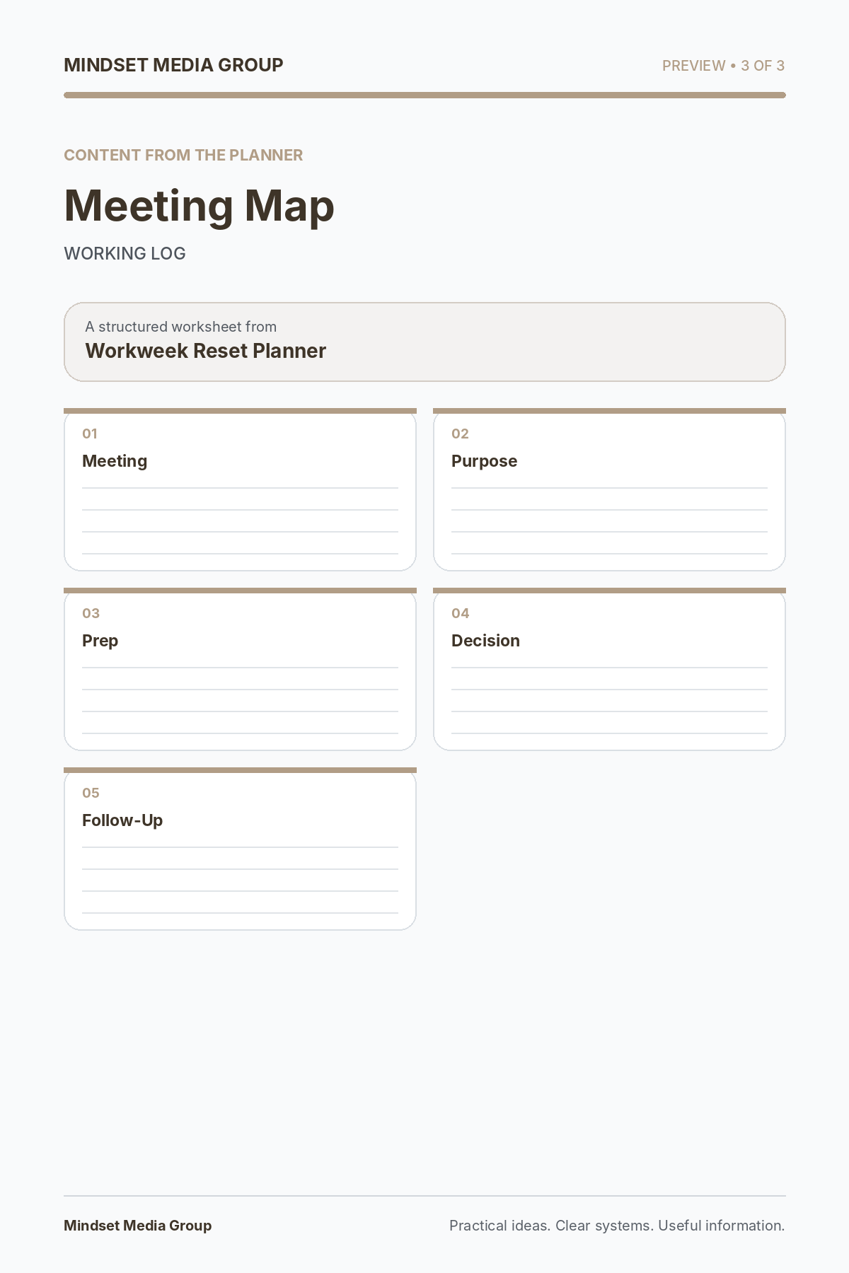 Workweek Reset Planner — Preview 03 of 3 — content from the guide