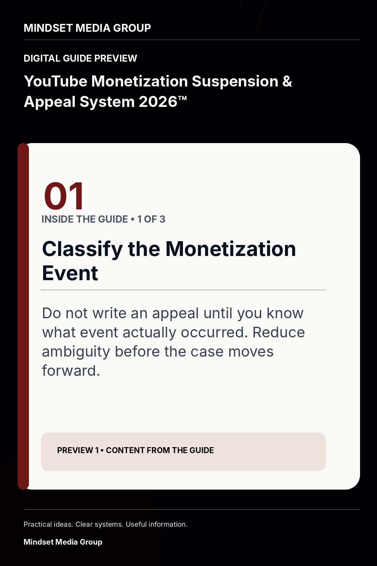 YouTube Monetization Suspension & Appeal System 2026™ — Preview 01 of 3 — content from the guide